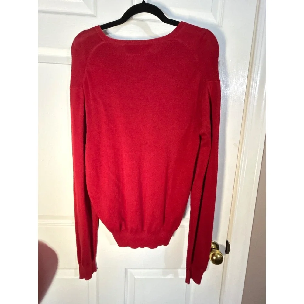 Polo Ralph Lauren Red V Neck Cotton Sweater Men's Size L‎ Long Sleeve
